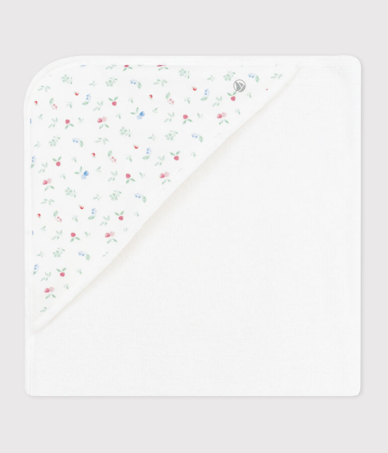 Viereckiges Baby-Badetuch aus Baumwolle weiss/vielfarbig