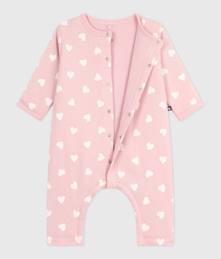 Wattierter Baby-Overall aus Baumwolle mit Herzmotiv rosa/naturfarben