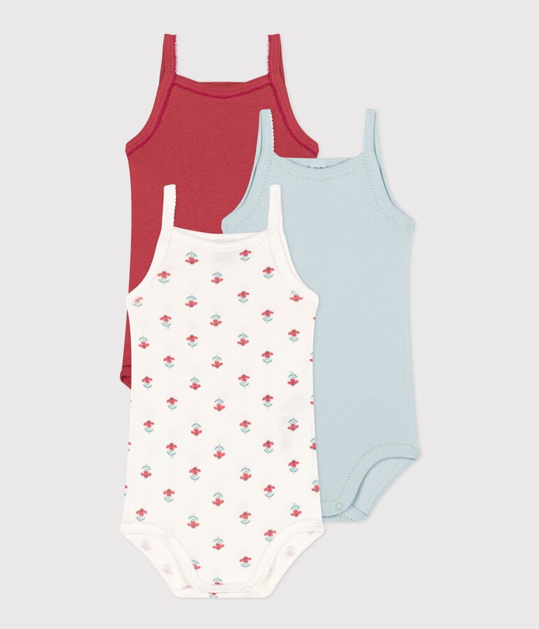 3er-Set Tr&auml;ger-Body aus Baumwolle mit Blumenmotiv vielfarbig