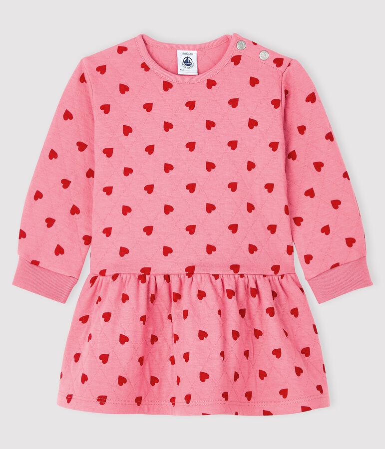 Lang&auml;rmeliges Baby-Kleid f&uuml;r M&auml;dchen rosa CHEEK/rot TERKUIT