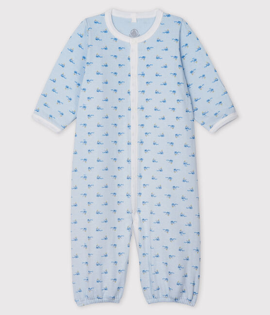 Kombi-Overall aus Rippstrick für Babys blau FRAICHEUR/weiss MULTICO