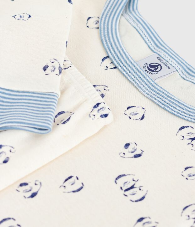 Bedruckter Kinderpyjama aus Baumwolle, sehr eng anliegend blau/blau