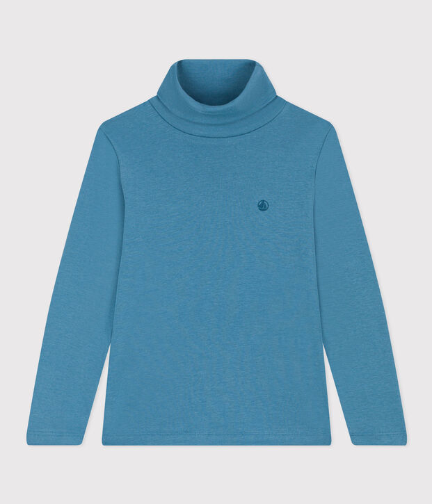 Kinder-Rollkragenshirt aus Baumwolle blau