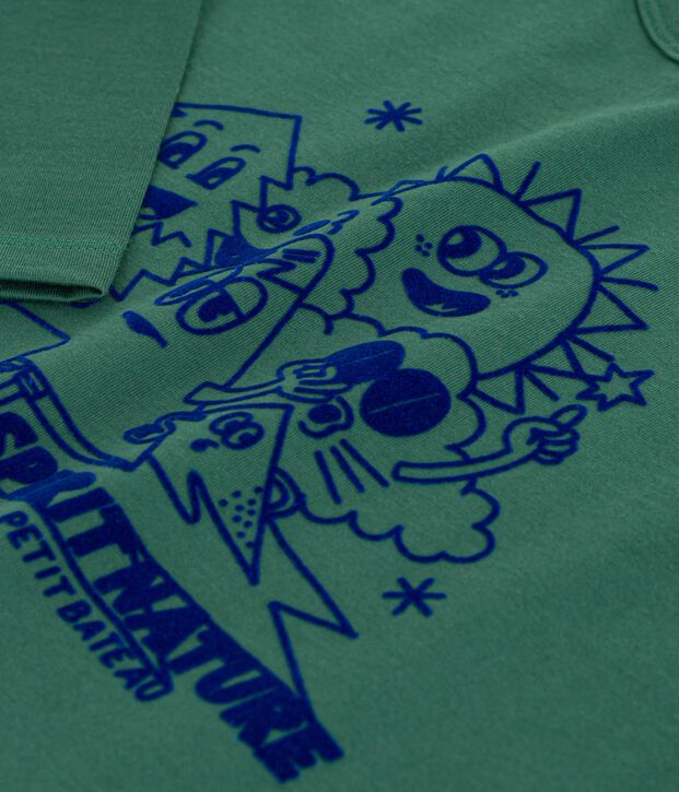 Lang&auml;rmeliges Kinder-T-Shirt aus bedruckter Baumwolle gr&uuml;n