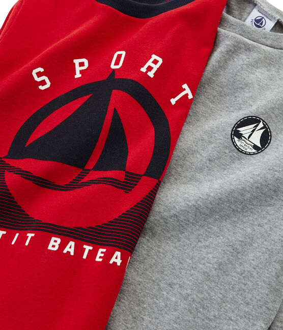 Set mit 2 T-Shirts für Jungen: mit Siebdruck + einfarbig variante 2