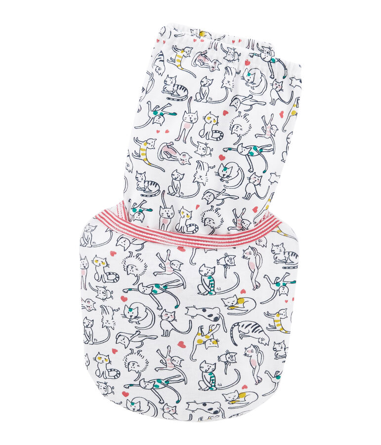 Rippstrick-Pyjama f&uuml;r M&auml;dchen weiss MARSHMALLOW/weiss MULTICO