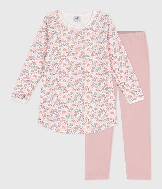 Kinder-Nachthemd und Leggings aus Nicki mit Blumenmotiv rosa JOLI/weiss MULTICO
