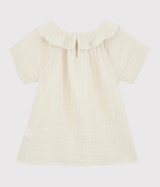 Kinder-Bluse aus Musselin-Stoff für Mädchen weiss MARSHMALLOW