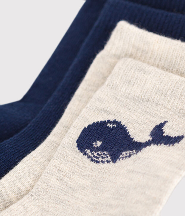 2 Paar Baby-Socken aus Baumwolle mit Wal-Motiv vielfarbig