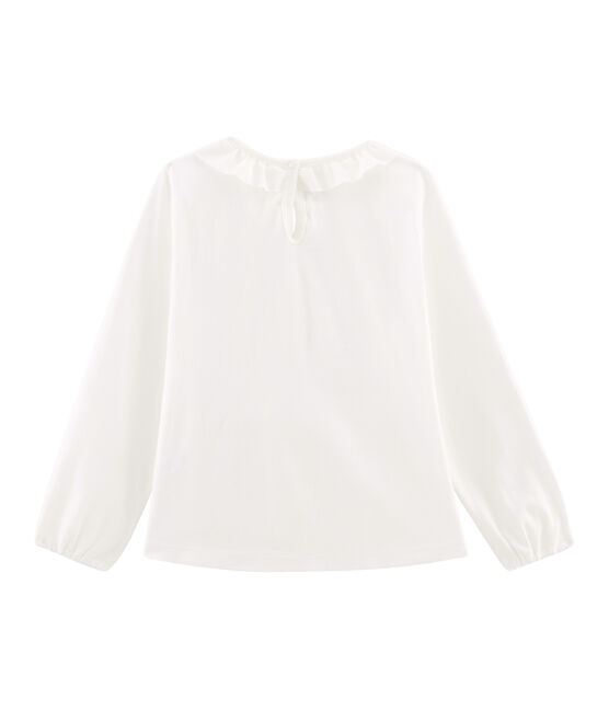 Langärmeliges Kinder-T-Shirt Mädchen weiss MARSHMALLOW