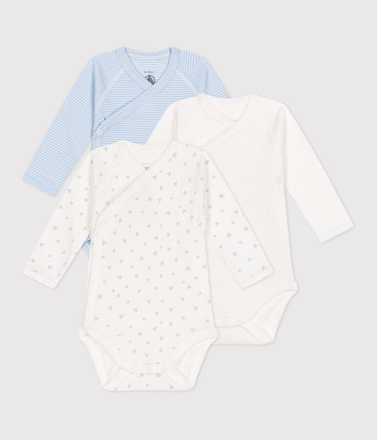 3er-Set lang&auml;rmelige Wickelbodys aus bedruckter Baumwolle variante 1