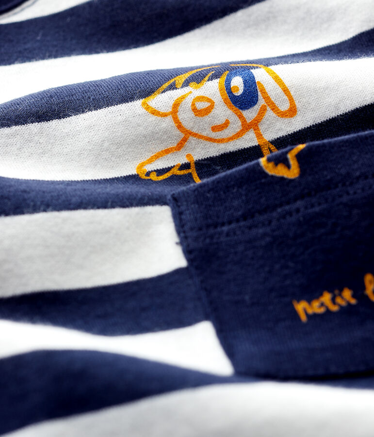 Gestreifter Baby-Kurzoverall aus Jersey f&uuml;r Jungen blau/weiss