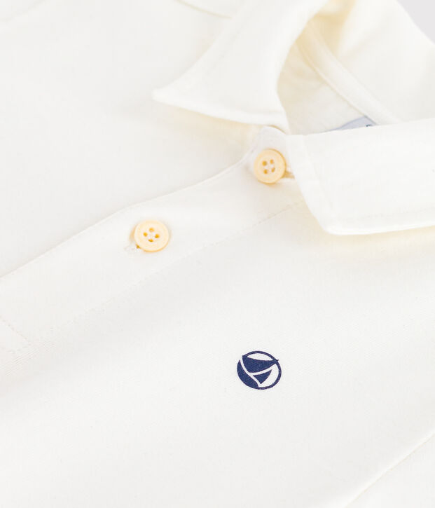 Kurz&auml;rmeliges Kinder-Poloshirt aus einfarbiger Baumwolle weiss