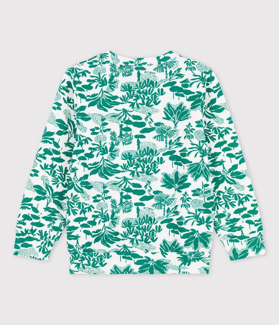 Sweatshirt aus Molton für Jungen weiss MARSHMALLOW/grün GAZON