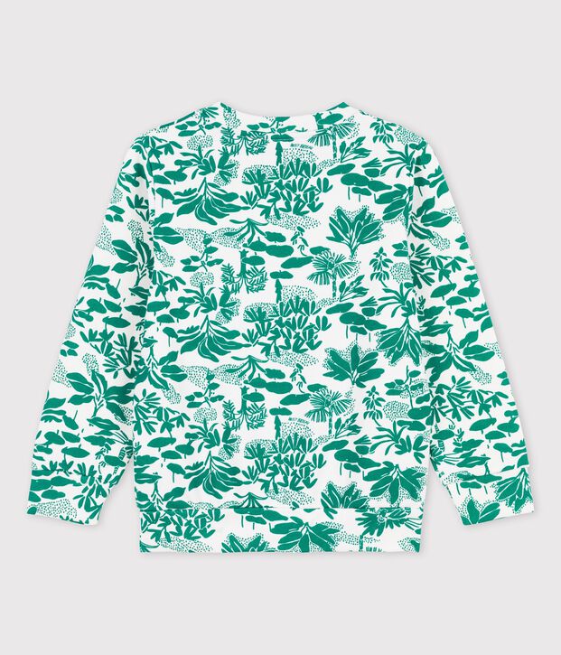 Sweatshirt aus Molton f&uuml;r Jungen weiss/gr&uuml;n