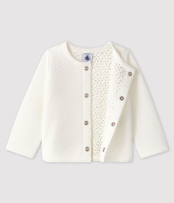Baby-Cardigan aus Doppeljersey für Mädchen weiss MARSHMALLOW
