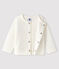 Baby-Cardigan aus Doppeljersey für Mädchen weiss MARSHMALLOW