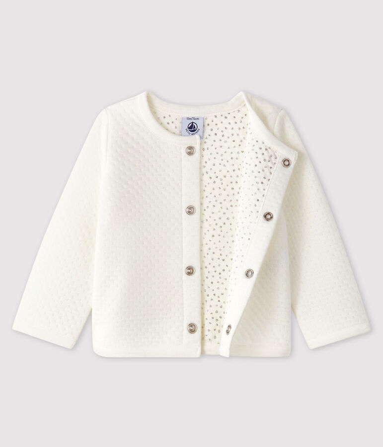 Baby-Cardigan aus Doppeljersey f&uuml;r M&auml;dchen weiss