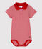 Kurzärmeliger Baby-Body mit Polo-Kragen aus Baumwolle für Jungen rot TERKUIT/weiss MARSHMALLOW