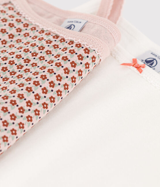 2er-Set Spaghetti-Tops aus Baumwolle mit Blumenmotiv für Mädchen variante 1