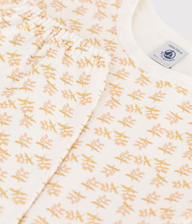 Kinderpyjama aus Doppeljersey mit Blumenmotiv f&uuml;r M&auml;dchen weiss/vielfarbig