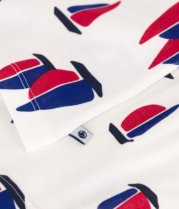 Kurzer Kinderpyjama aus Baumwolle mit Bootsdruck weiss/vielfarbig