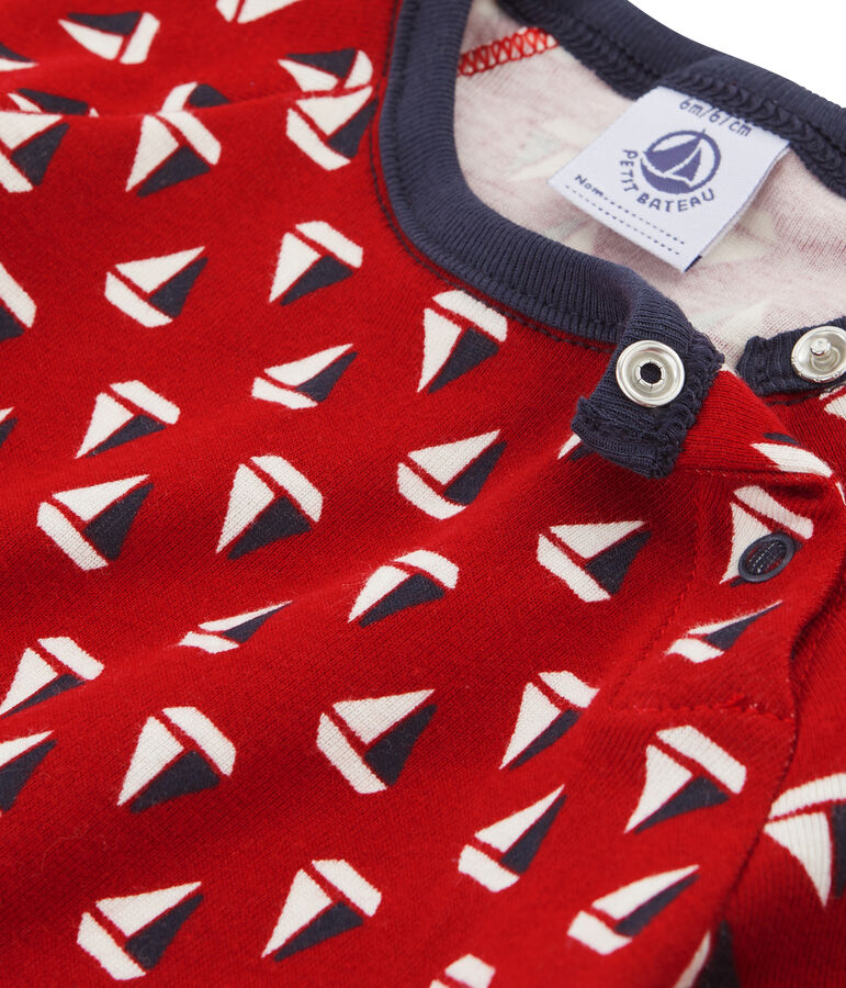 Gemustertes Baby-T-Shirt f&uuml;r Jungen weiss/rot/vielfarbig