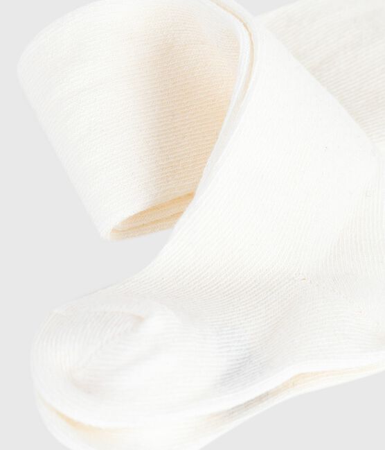 Einfarbige Baby-Strumpfhose aus Baumwolljersey weiss MARSHMALLOW