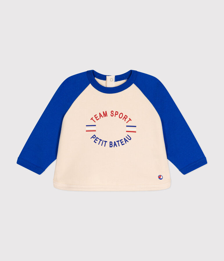 Baby-Sweatshirt aus Molton naturfarben/blau