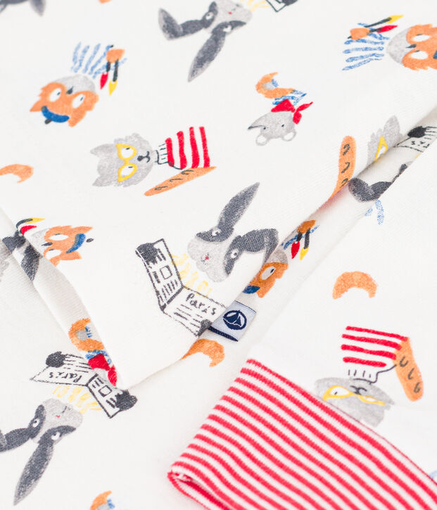 Kinder-Pyjama aus Baumwolle mit Tiermotiven weiss/vielfarbig