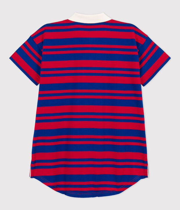 Gestreiftes Kinderkleid aus Baumwolle f&uuml;r M&auml;dchen blau/rot