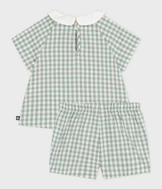 2-teiliges Baby-Set aus Baumwolle, Vichy-Bluse und Shorts blau PAUL/weiss MARSHMALLOW