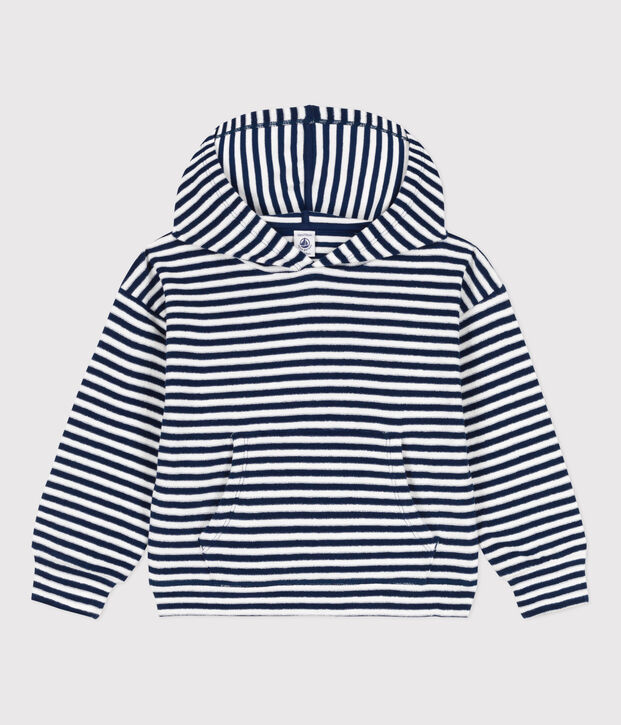 Gestreifter Kinder-Hoodie f&uuml;r Jungen blau/weiss