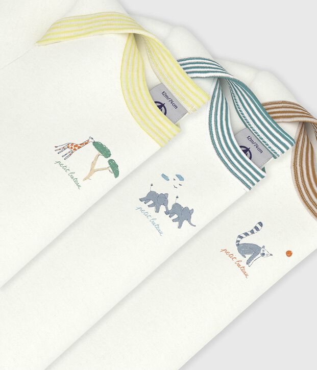 Set kurz&auml;rmeliger Baby-Bodys aus einfarbiger Baumwolle vielfarbig