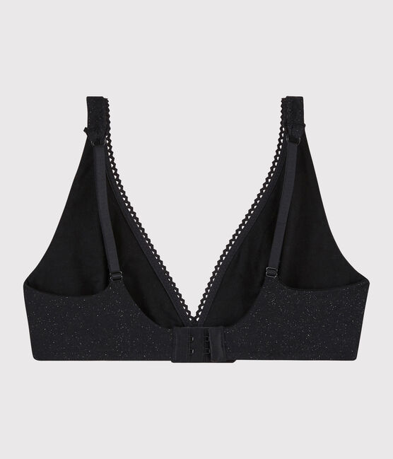 Glänzender Damen-BH schwarz NOIR/ ARGENT