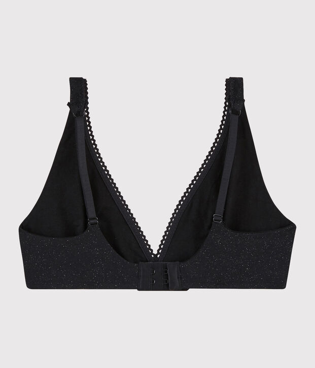 Gl&auml;nzender Damen-BH schwarz/grau