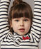 Kindershirt aus Jerseystoff mit Marinestreifen für Mädchen weiss MARSHMALLOW/blau SMOKING