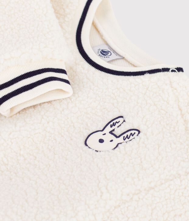 Baby-Sweatshirt aus einfarbigem Sherpa MILK