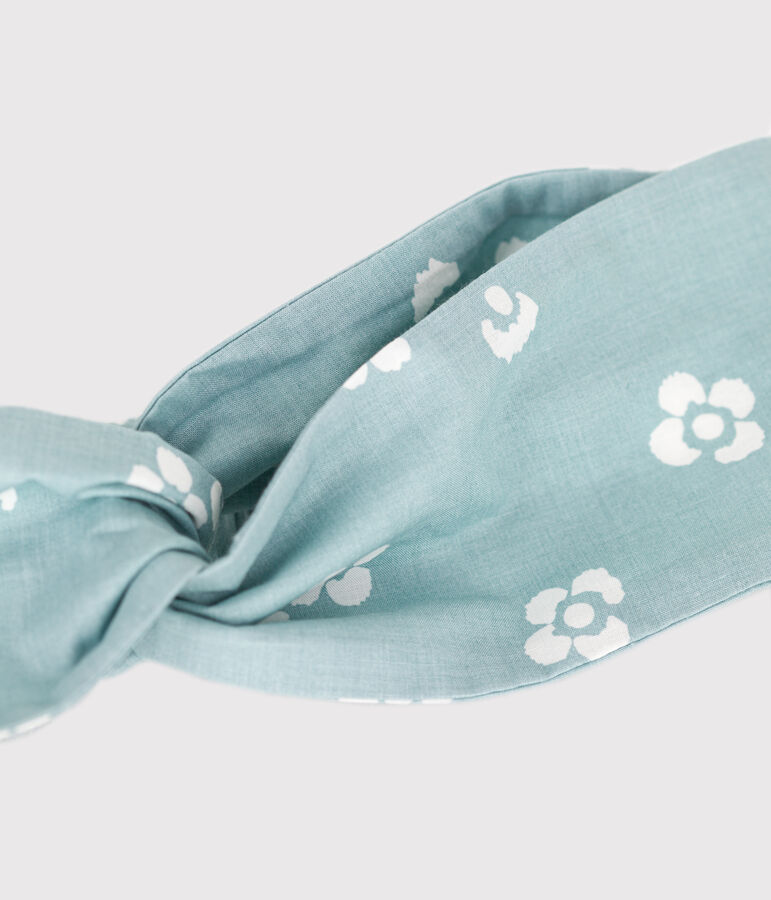 Kinder-Haarband aus gebl&uuml;mten Popeline f&uuml;r M&auml;dchen blau PAUL/weiss MARSHMALLOW