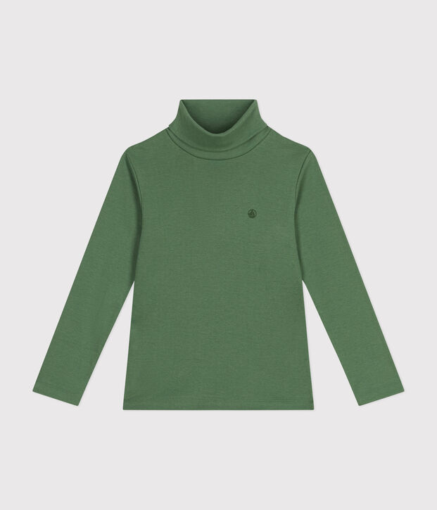 Kinder-Rollkragenshirt aus Baumwolle f&uuml;r M&auml;dchen und Jungen gr&uuml;n