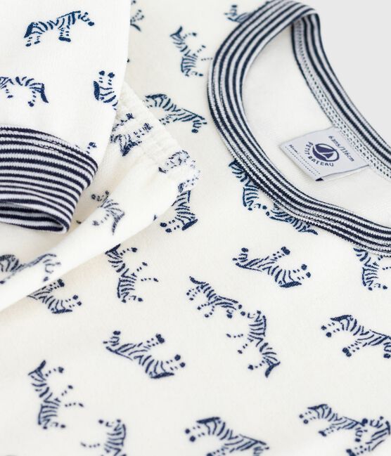 Kinder-Pyjama aus Nicki mit Zebras blau MILK/ SOIR