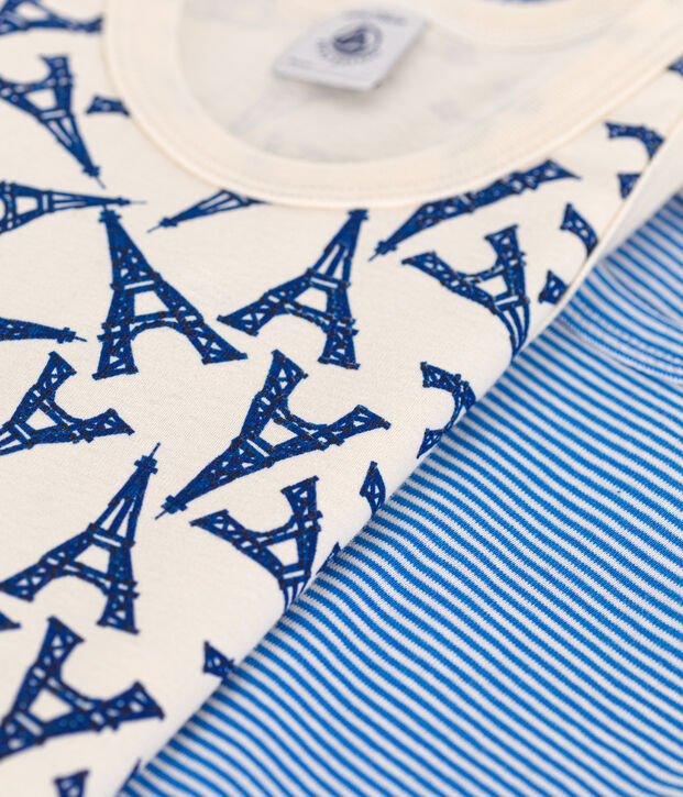 2er-Set Kinder-Unterhemden aus Baumwolle mit Paris-Motiv vielfarbig