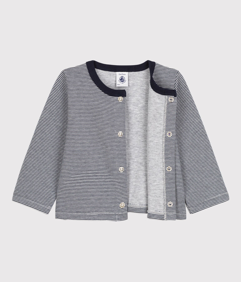 Baby-Cardigan aus dickem Jersey mit Ringelstreifen blau/weiss
