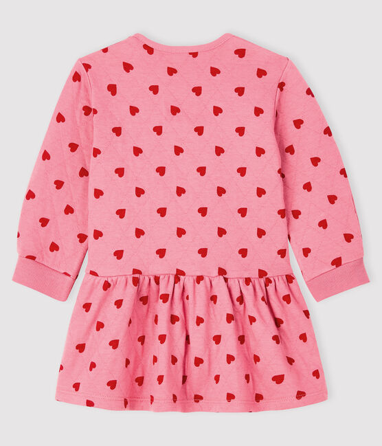 Langärmeliges Baby-Kleid für Mädchen rosa CHEEK/rot TERKUIT