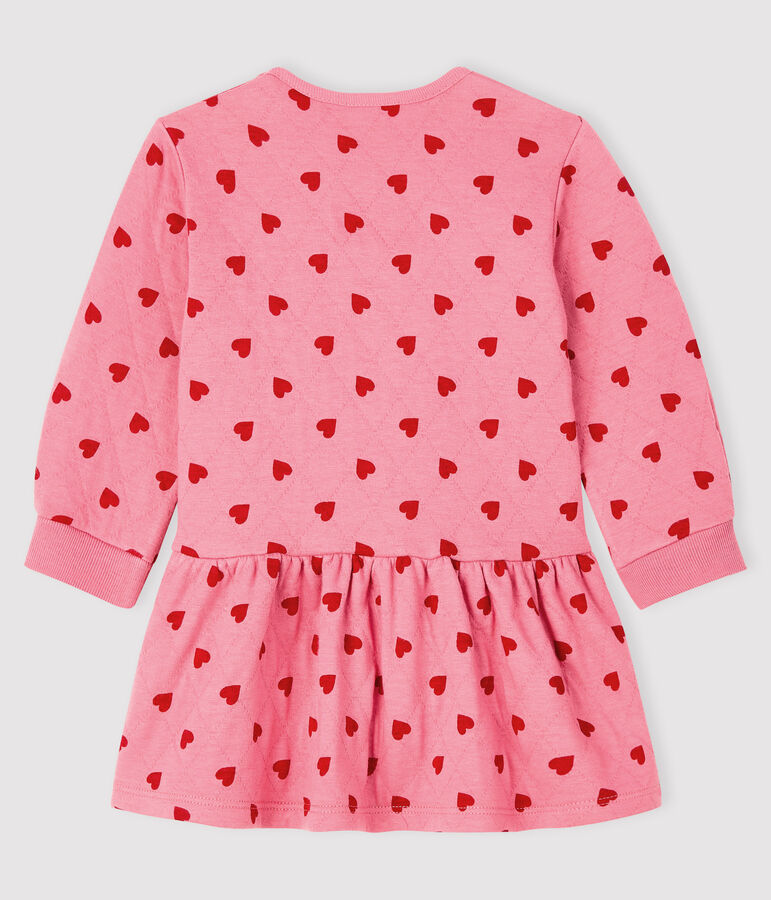 Lang&auml;rmeliges Baby-Kleid f&uuml;r M&auml;dchen rosa CHEEK/rot TERKUIT