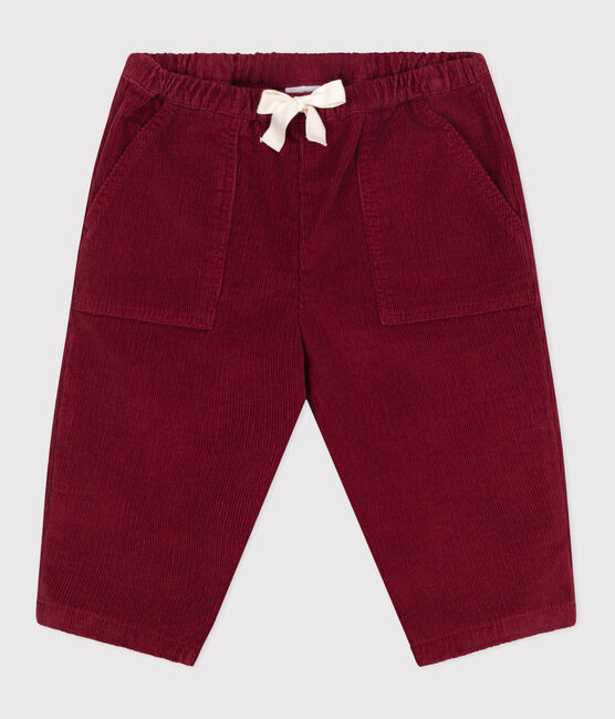 Baby-Hose aus einfarbigem Fein-Cord AMARANTE