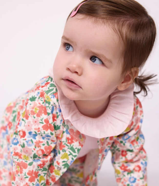 Baby-Cardigan aus Baumwolle mit Blumenmuster weiss/vielfarbig