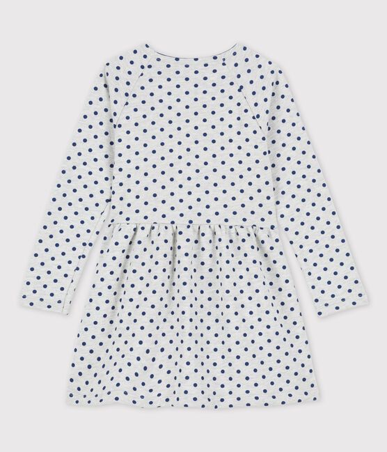 Langärmeliges Kinderkleid aus Molton für Mädchen grau BELUGA/blau MEDIEVAL