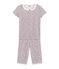 Rippstrick-Kurzpyjama für kleine Mädchen weiss MARSHMALLOW/weiss MULTICO