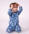 Strampler aus Molton mit Herzmotiven blau/weiss